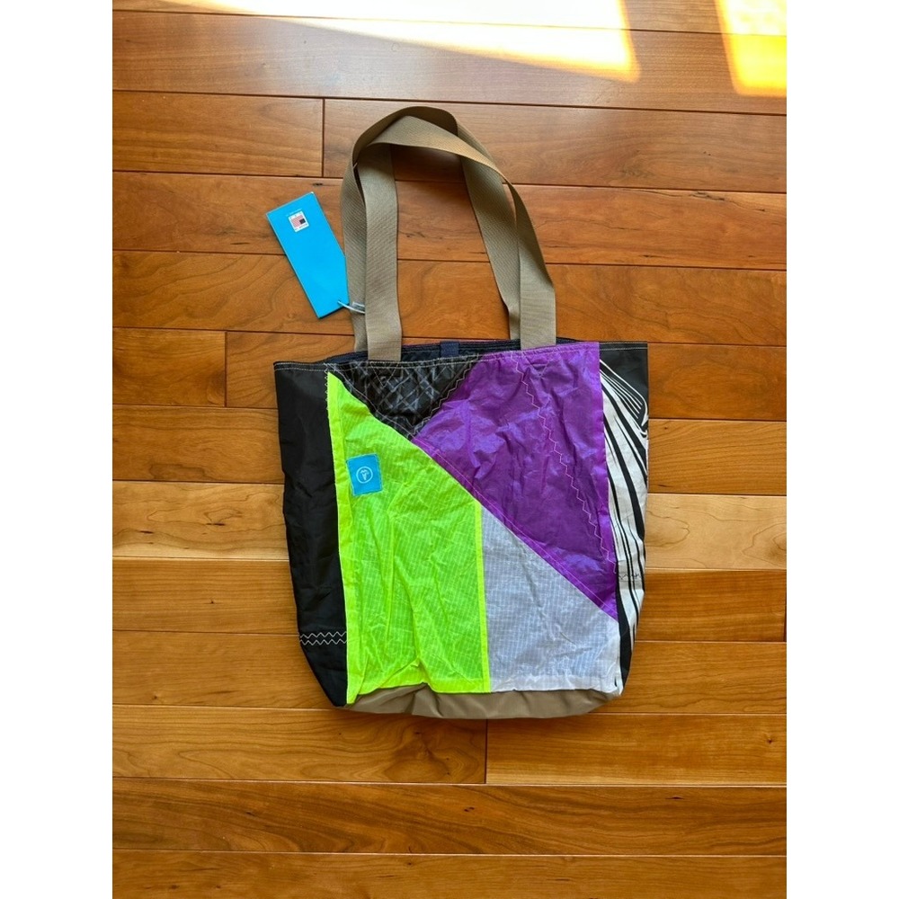 Mafia Bags Corse Tote 2.0 Upcycled Sailcloth Neon Colorblock Tote Made in USA‎